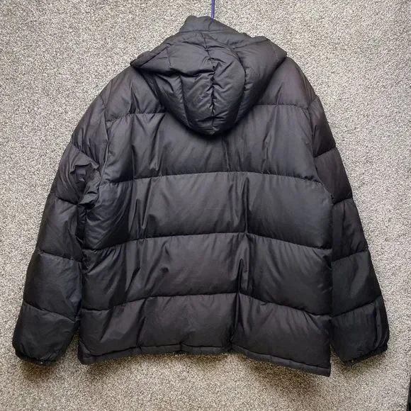 Ralph Lauren Polo Down Puffer Winter Jacket Mens XL Black Full Zip Snap Hood - Picture 2 of 11